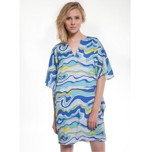 Crosby by Mollie Burch | Blue & Yellow Marble Wave Print Renee Dress Coverup
